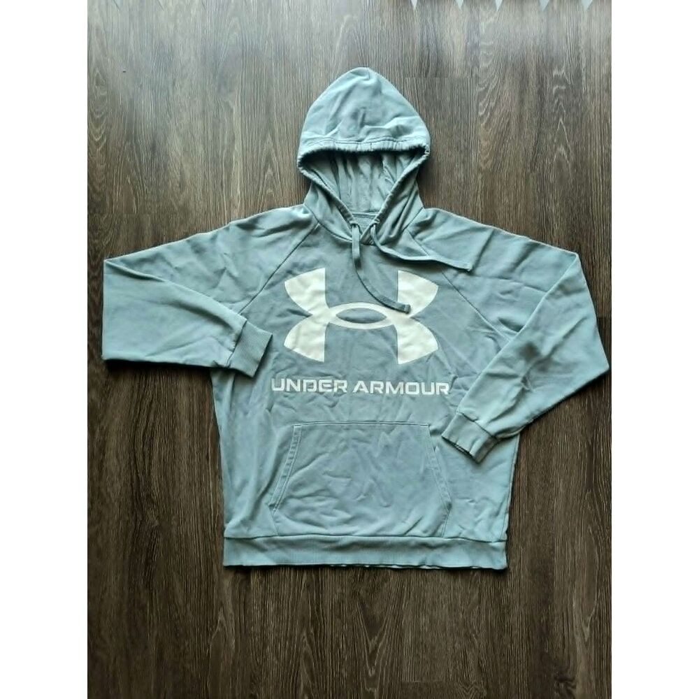 Under Armour Sweatshirt Men's Size XL Tall Light Blue White Pullover Logo Print